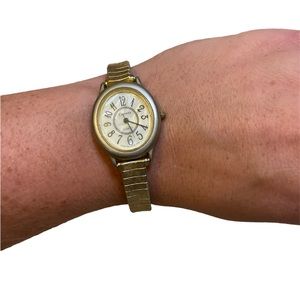 Speidel USA Gold and Silver Toned Expandable Oval Faced Wrist Watch